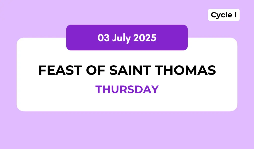Catholic Mass Readings and Reflection July 03, 2025 1 Catholic Mass Readings and Reflection July 03, 2025
